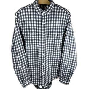 J Crew Lg Sleeved Shirt Men's Sz S Blk/White Gingham Check, 2 Pockets Workwear